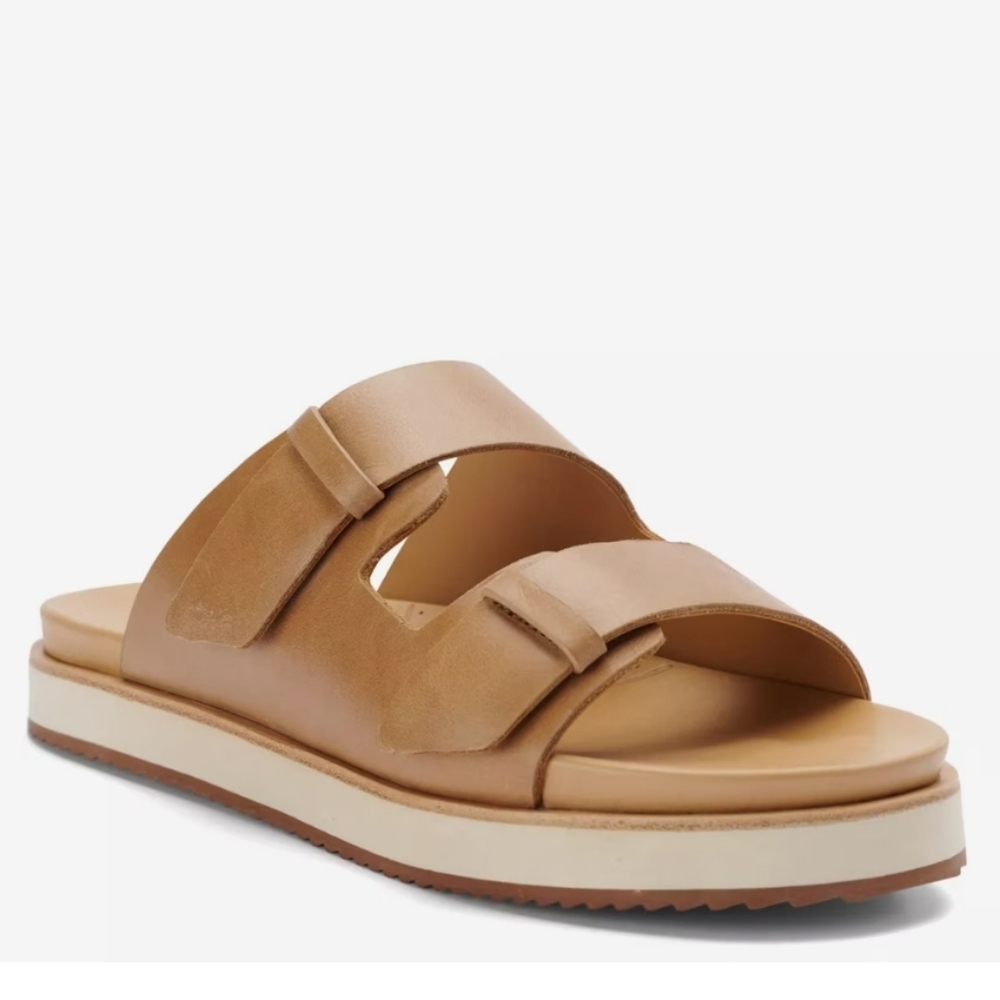 New NISOLO Womens Ella Leather Platform Sandal 9.5 Tan